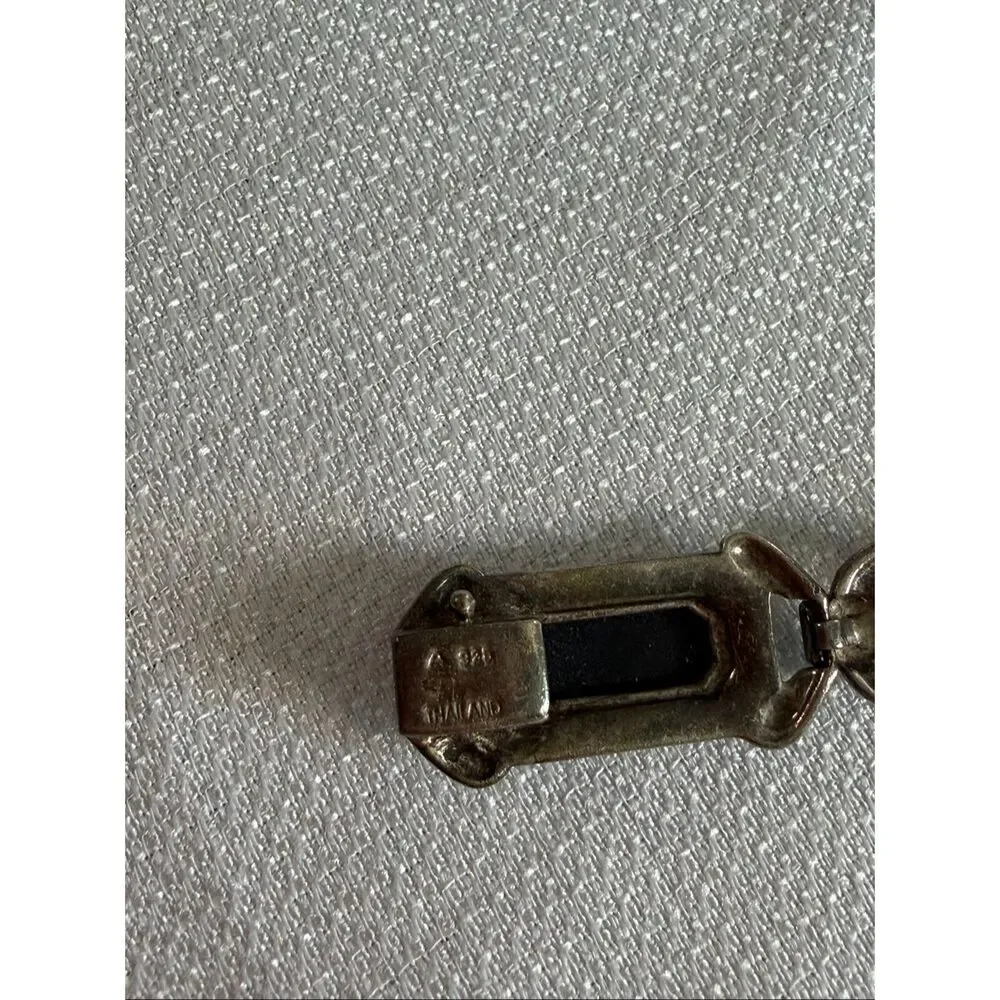 Vintage 925 Sterling Silver Onyx And Marcasite 8.5